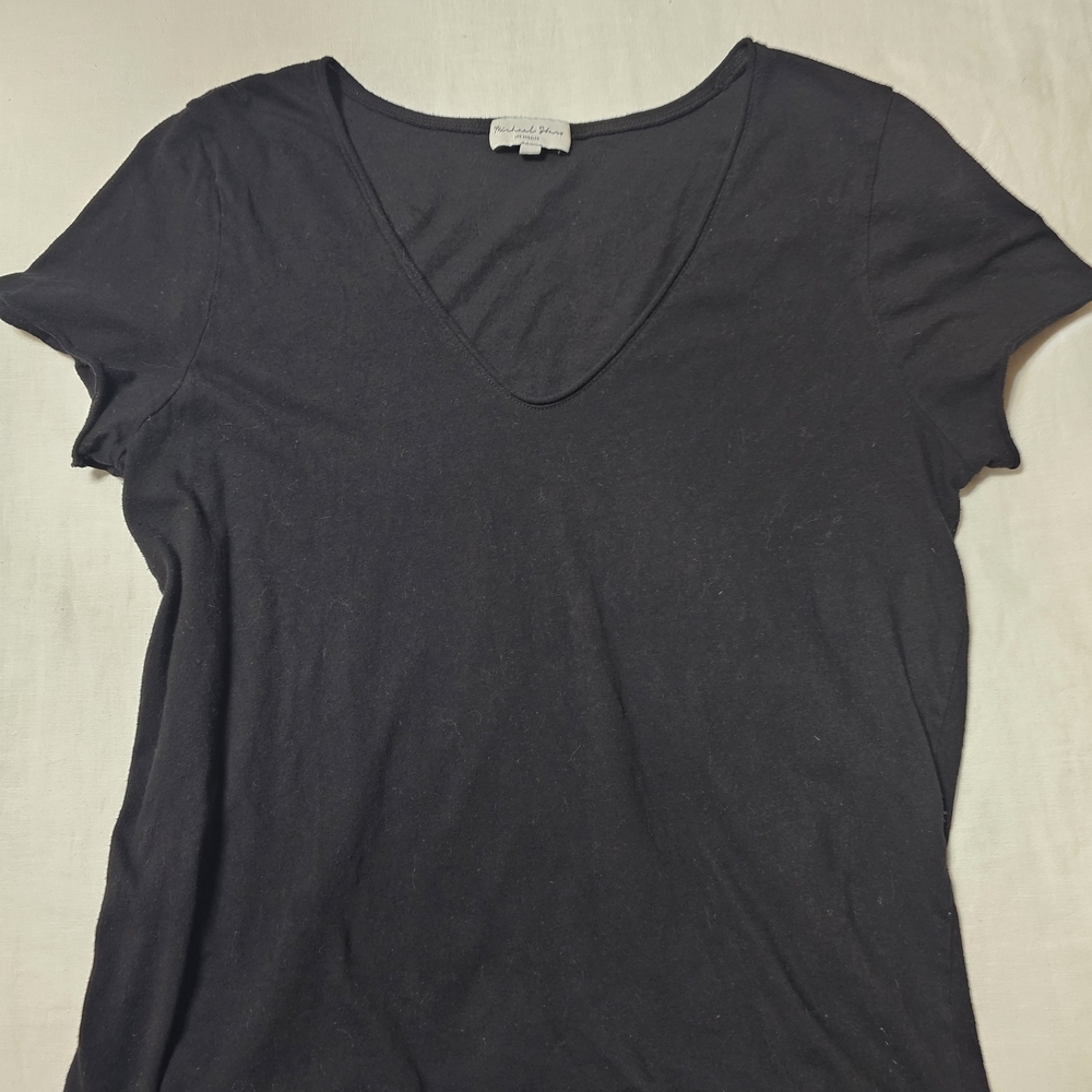 Michael Stars Black V-Neck Short Sleeve Tee